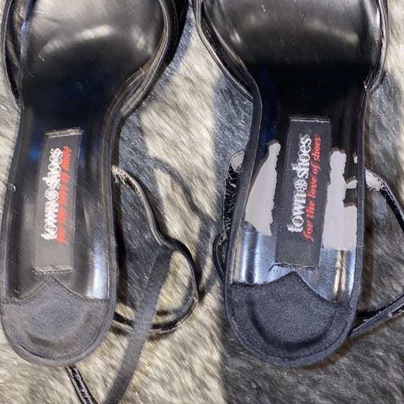 Town Shoes Black sheer satin Kitten Heels Sz 6.5 - Picture 4 of 8